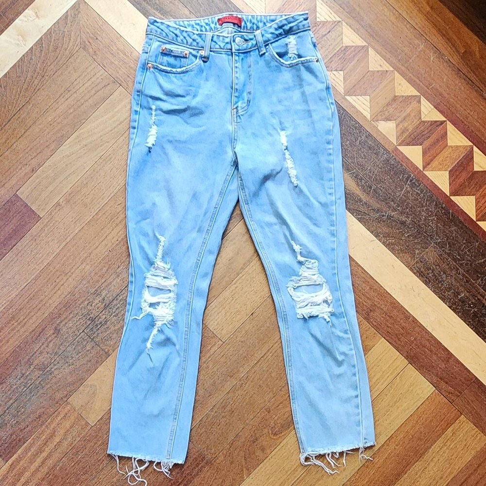 Signature Light Wash Ripped Straight Leg Jeans Size Small